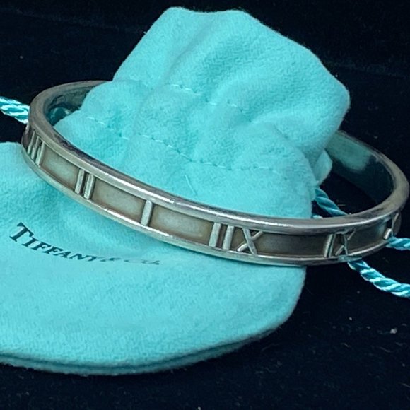 Tiffany Sterling Roman Numerals Atlas Cuff Bangle Bracelet